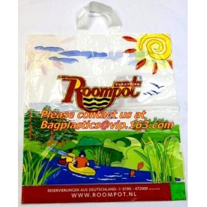 Compostable bio eco Merchandise Bag With Die Cut Handles Tear Resistant Strength