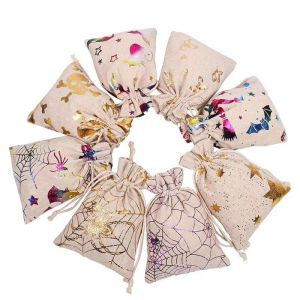 China Breathable Drawstring Burlap Bags Jewelry Pouches Cotton Handy Sized on sale