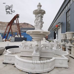 White Natural Stone Marble 3 Tier Water Fountain Limestone Outdoor Garden