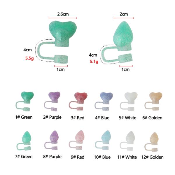 NEW Arrival heart diamond glitter designs Straw Cover Topper 3D 10mm Straw Toppers Hats for tumblers cups glasses