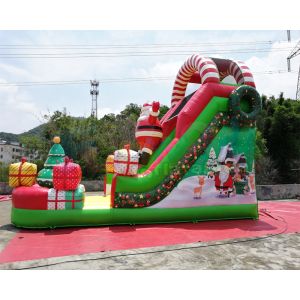 Santa Claus Commercial Inflatable Slide Christmas Bouncy Castle For Public