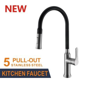 China 1.5MPa 35mm Ceramic Cartridge High Arc Pull Out Spray Spring Kitchen Tap Faucet on sale