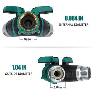 2 Way Garden Hose Splitter Comfortable Rubberized Grip Easy To Open Valve