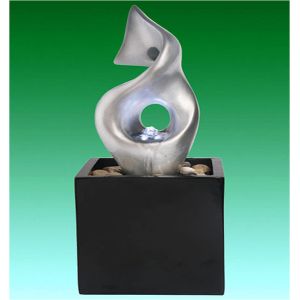 Black / Silver Color Abstract Arts Table Top Water Fountain For Indoor Ornaments