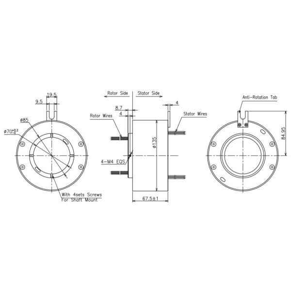 Waterproof 380V 70mm Through Bore Slip Ring For Packaging Machine
