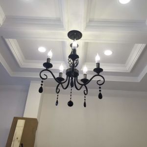 LED Metal Chandeliers 5 Lights Black Crystal Candle Chandelier Industrial