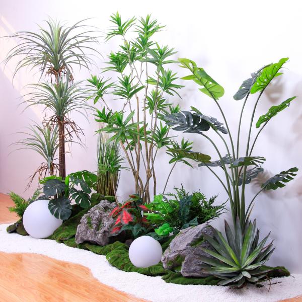 No Caring Artificial Landscape Trees With Lily Bamboo Monstera Small Plants
