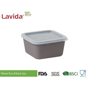 Gray Sandwich Bamboo Fiber Square Storage Boxes Smooth Surface CE / FDA Standard