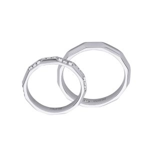 Geometric Pattern Design Manual Inlay 9.8g Couple Pair Rings