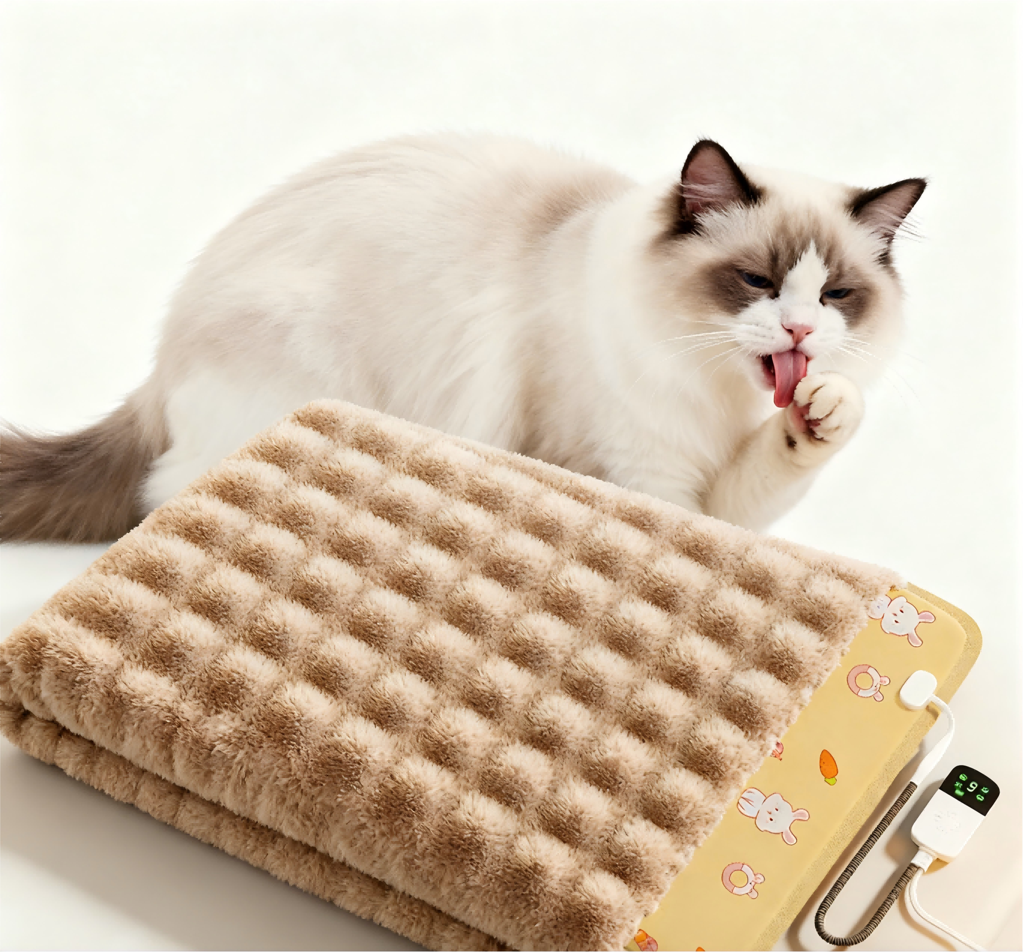 Temperature Control Adjustable Height Smart Pet Heating Blanket Removable Washable Safe Round Cotton for Chickens