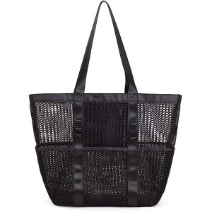 Mesh Beach Tote Large Bag Upgrade for Women with Multiple Pockets for Family