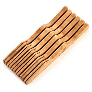 Multifunctional Bamboo Knife Block Set Kitchen Knife Holder Drawer Non -