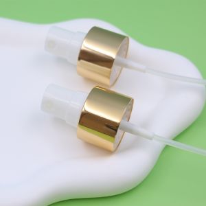 China 24/ 410 Gold / White Shiny Aluminum Fine Mist Sprayer Pump 0.12cc Output on sale