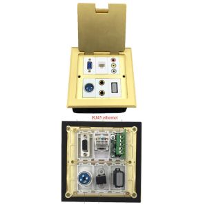 VGA Audio HDMI Multimedia Combination Brass Floor Ground Sockets Outlet Box