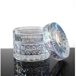Embossed Diamonds Pattern Glass Storage Jars With For Candle