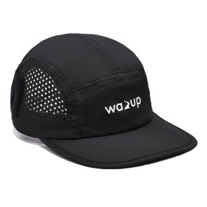 5 Panel Camper Hat with Sports Mesh Sweatband and Flat Brim Shape Laser Cutting