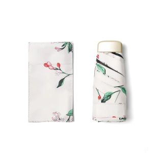 5 Fold 6 Ribs Small Lightweight Easy To Carry Umbrella With Customizable Pongee