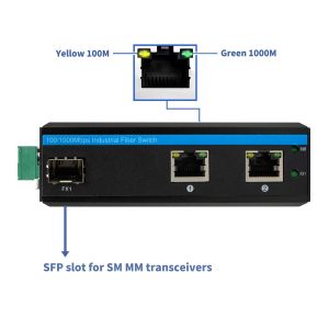 20KM 2 Port Industrial Fiber Switch Gigabit Network SFP Fiber Unmanaged CE IP40