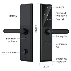 Qleung S829max Tuya Wifi APP Remote Control Camera Fingerprint Password Card Key