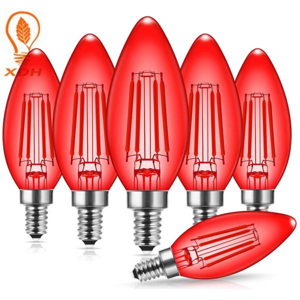 Quality 4W Red Colored Edison Bulbs 2400K C35 E12 Party Red Candelabra Light Bulb wholesale