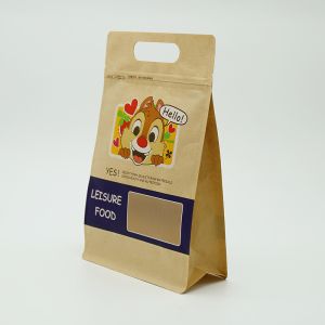 China Kraft Paper Self-Standing Resealable Food Nut Storage Bag Wholesale Flat Bottom Packaging Ziplock Bag on sale