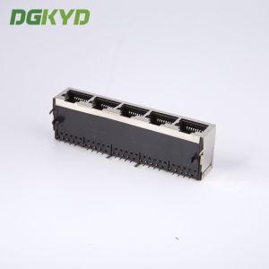 PCB Mount 1x5 Shield Five Ports RJ45 Connector Multiple Port Lan Modular Jacks