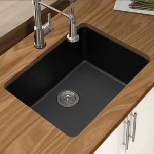 White Composite Quartz Undermount Kitchen Sink 635mm Length Without Faucet