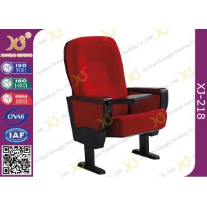 Solid Rubber Wood Armrest Audience Seating Chairs Fire Retardant Fabric