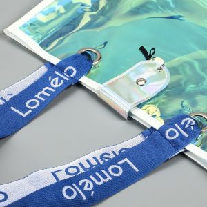 sustainable recyclable Holographic Clear Tote Bag With Leather Handle Iridescent