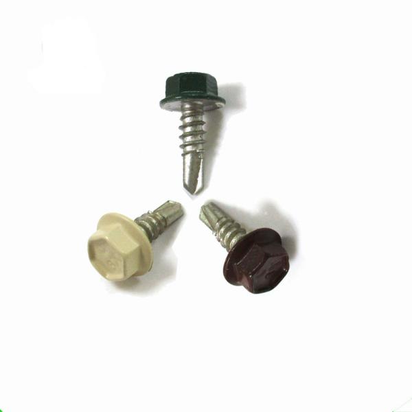 Quality Hardened Stainless SUS 410 Road Rust Treasure Coating Metal Roofing Screws Hex Painted Head wholesale