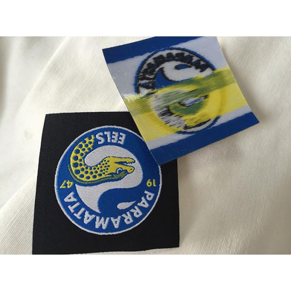 Heat Cut Woven Iron On Garment Labels With Glue Back , Custom Name Labels For