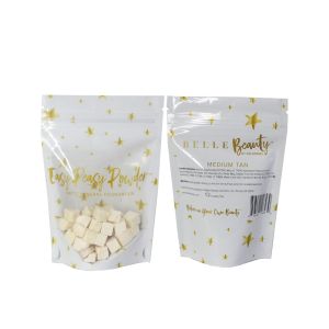 Cheap Custom Glossy Surface Stand Up Transparent Bags With Zip Lock For Powder Packaging for sale