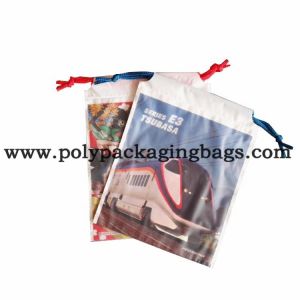 Gravure Printing 100mic Frosted Plastic Drawstring Bags Customized Logo