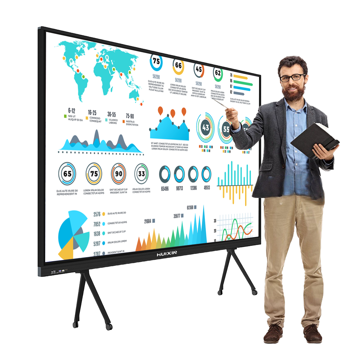 Native Zoom/Teams/Webex Support Interactive Smart Board for Meetings Noise Cancellation AI-powered Transcription