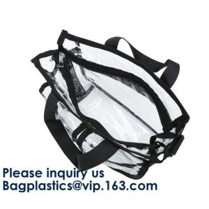 Clear PVC Makeup Cosmetic Bag With Extra 2 Front Magnet Pockets And Zipper Bag