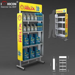 Attractive Customized Floor Metal Display Racks Lubricating Motor Engine Oil