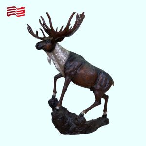 Custom Color Metal Animal Statue Life-Size Bronze Moose Sculpture for Outdoor