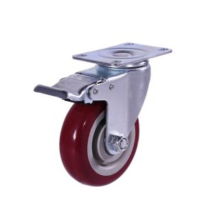 3 Inch 4 Inch 5 Inch Red PVC Caster Wheels With Thickness 32mm
