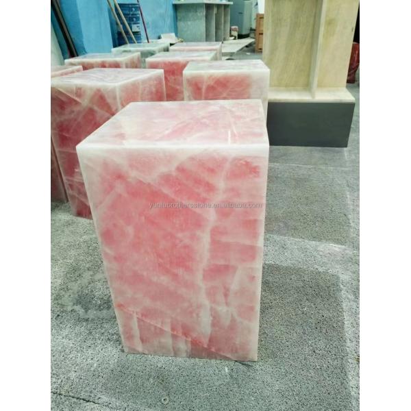 Modern Translucent Crystal Pink Onyx Slab Stone Lamps for Backlit Wall Background Panel