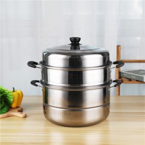 All - Season Household Stackable Steamer Pot Two Layers With Handle