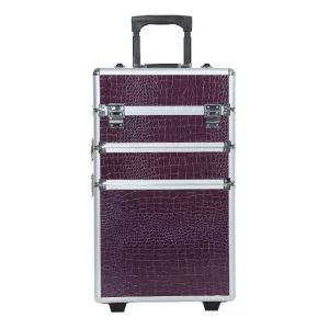 Lockable Rolling Pro Makeup Case 4MM MDF With PU Leather Panel 360 * 245 * 705mm