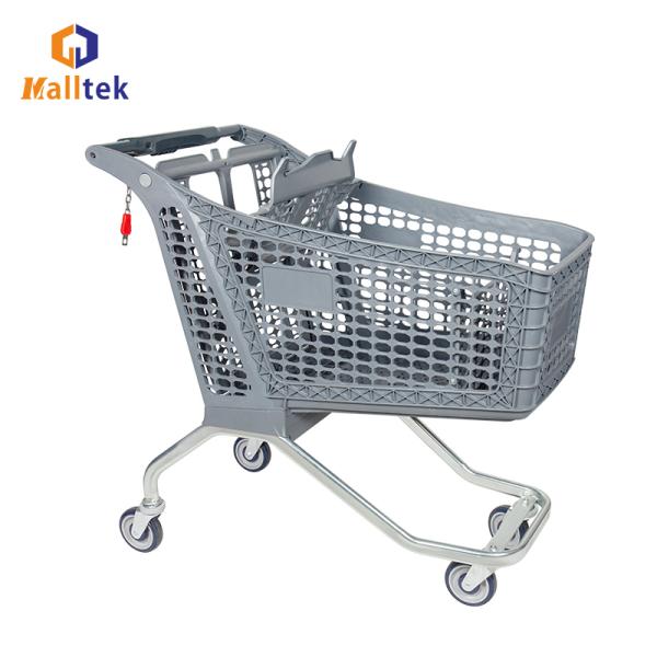 Quality 180L Half Plastic Supermarket Shopping Trolley With Metal Base Feet For Supermartket wholesale
