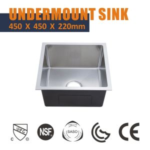 China 45x45 Composite Single Bowl 16 Gauge Undermount Kitchen Sink on sale