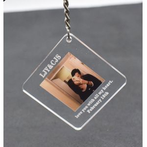 Custom Gift Acrylic Key Chain Lover Couple Family Friend Photo Printed With Key
