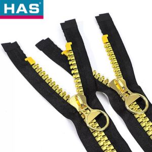 #20 Silver Gold Teeth Various Sizes Polyester Zippers With Plastic Material