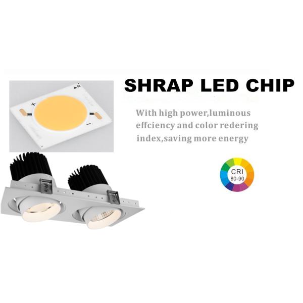 Interior 2 * 30W Square LED Recessed Downlight Adjustable SHRAP Chip Dimmable