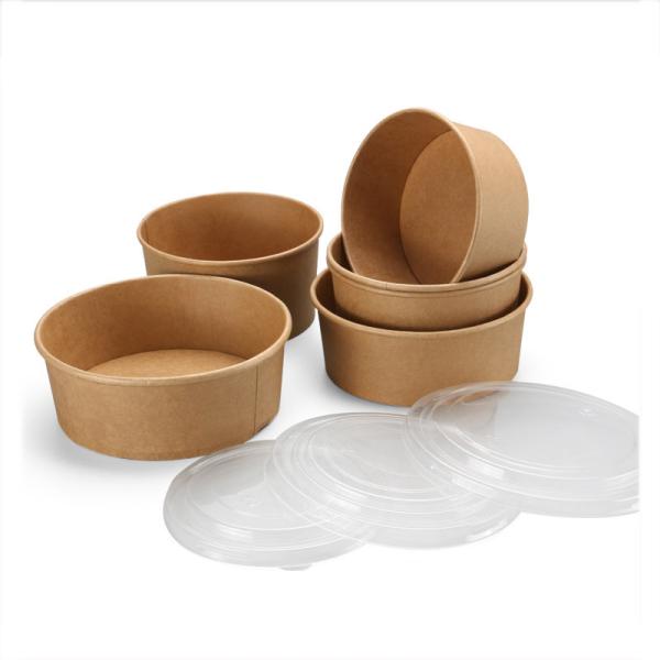 Quality Disposable packaging box great capalibity round kraft paper fast food soup bowl with top lid wholesale