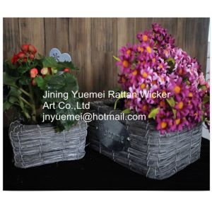2016 new style wicker garden baskets square shape willow plant basket