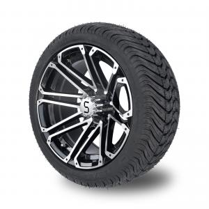 China 14x7 Golf Cart Wheels And Tires Combo 225/30-14 Street Tire Machined Glossy Black on sale