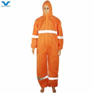 Disposable Coveralls with Reflective Stripes in Microporous/SMS/Non Woven/PP